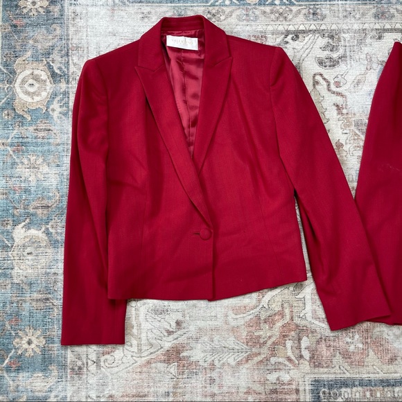 Valentino Roma Made in Italy Red Suit Coat Skirt 2 PC Set Women’s Sz 46/12. O - Picture 2 of 13